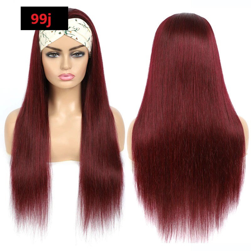 Burgundy Headband Wig