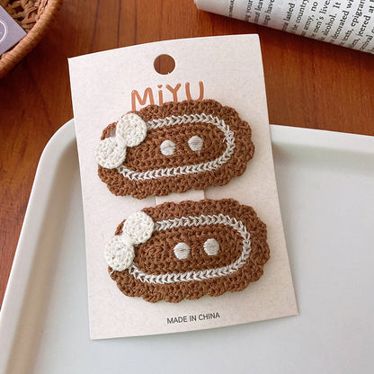 Knitted Embroidered Hair Clip