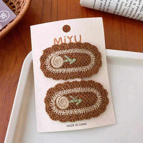 Knitted Embroidered Hair Clip