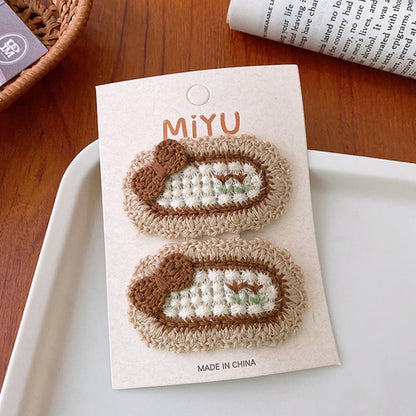 Knitted Embroidered Hair Clip