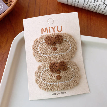 Knitted Embroidered Hair Clip