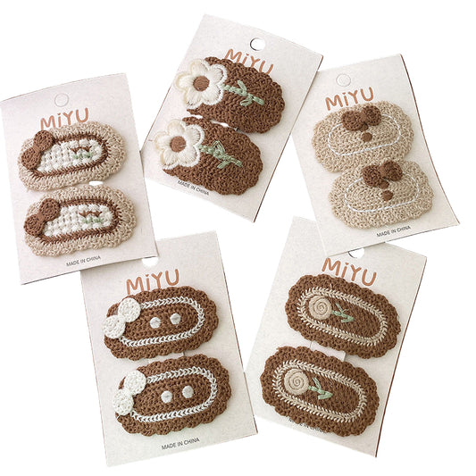 Knitted Embroidered Hair Clip