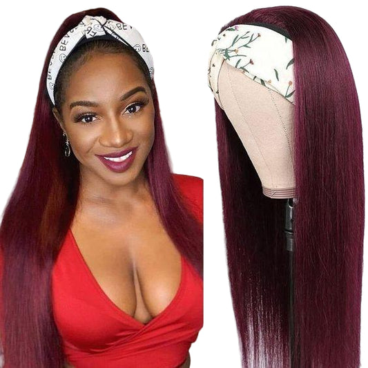 Burgundy Headband Wig